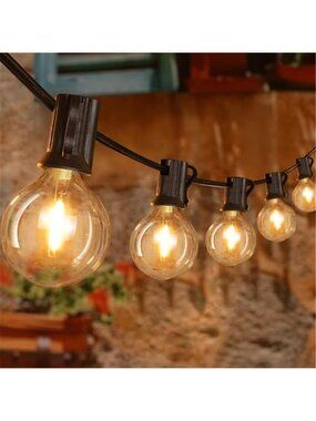 Outdoor LED String Lights Warm White Black Wire Waterproof Shatterproof 50FT